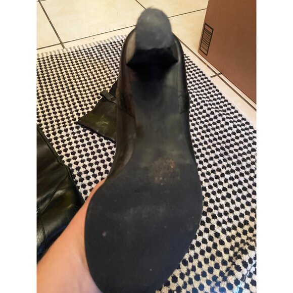 Vintage LOFT black slouchy BOHO boots with snakeskin trim SZ 8 Women's 3 in heel - Picture 13 of 13